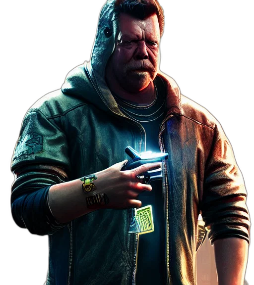 jacket, weapon, face, staff transparent PNG cut-out