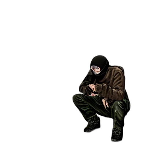 jacket, weapon, mask, staff transparent PNG cut-out