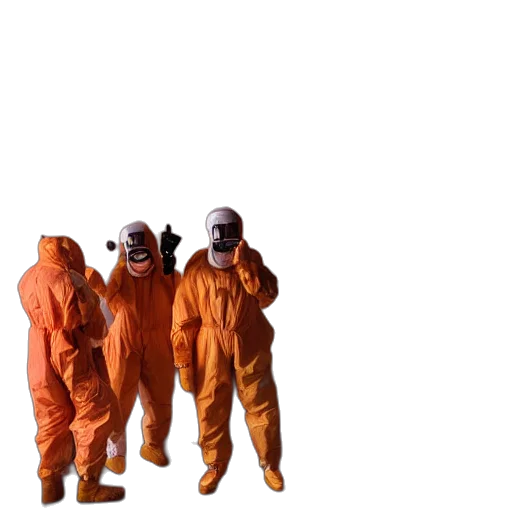jacket, mask, staff, creature transparent PNG cut-out