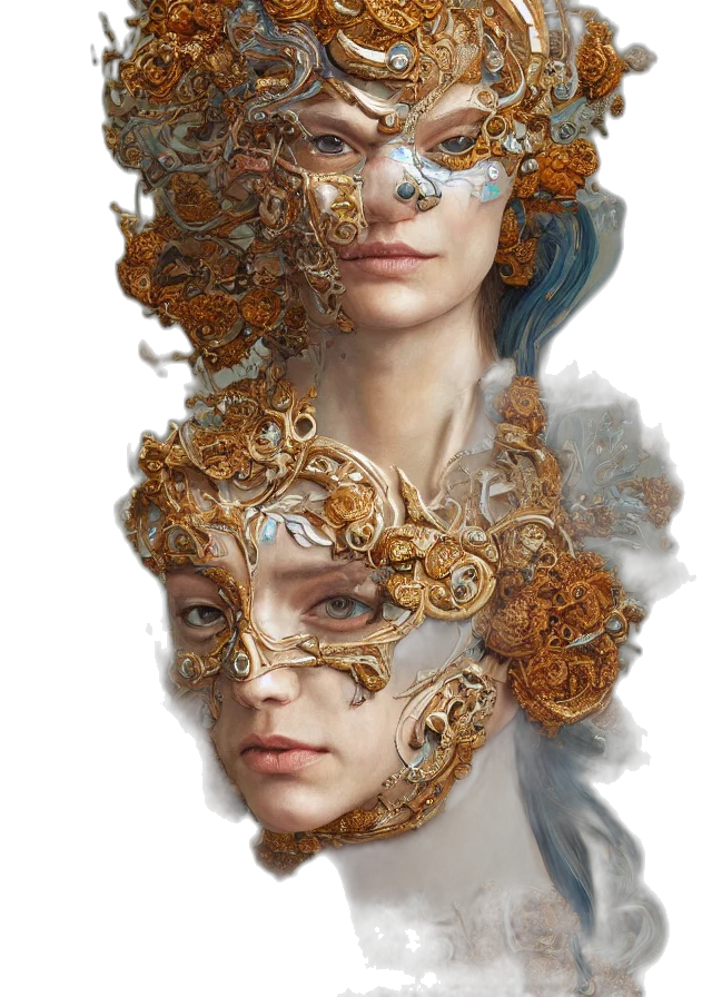 mask, face, crown, jewelry transparent PNG cut-out