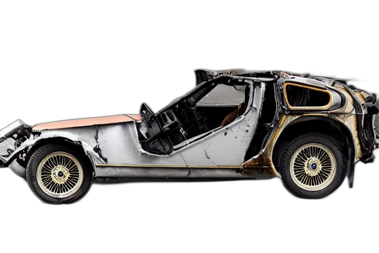 car, damaged, delorean transparent PNG cut-out