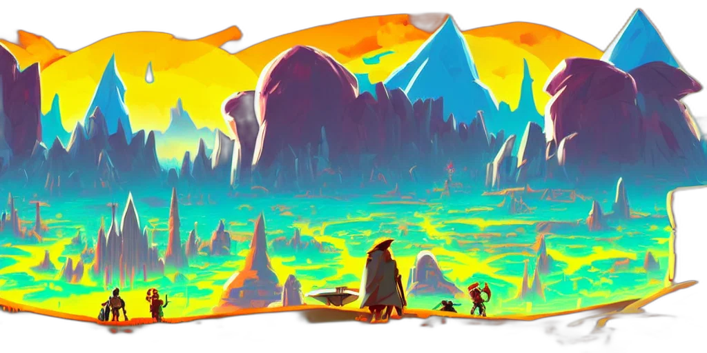 concept art, fantasy art, watercolor, pixel art transparent PNG cut-out