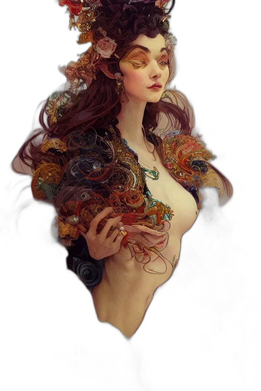 dress, crown, jewelry, fantasy art transparent PNG cut-out