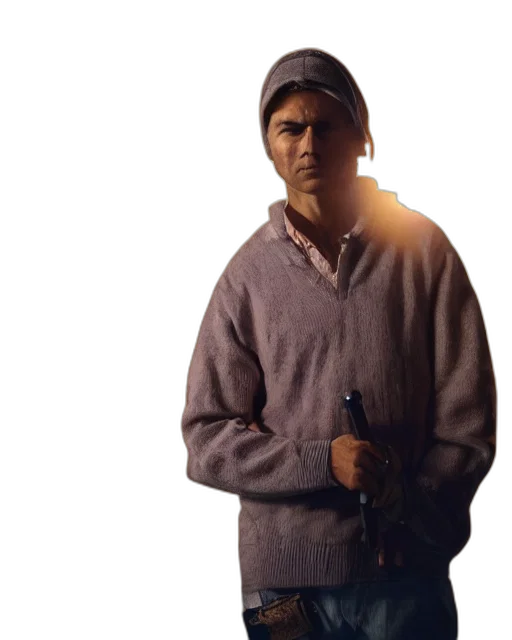 jacket, staff, face, hat transparent PNG cut-out