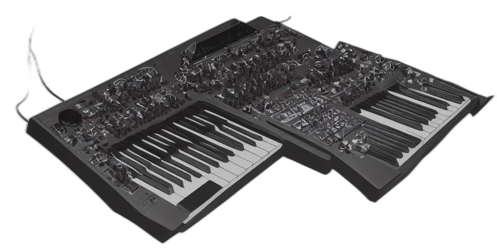 synthesizer, masterpiece, rendered, blender transparent PNG cut-out
