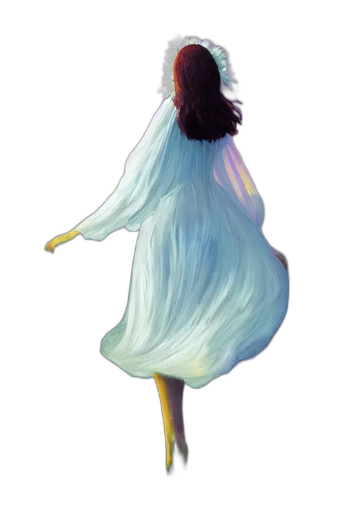 dress, hair, staff, crown transparent PNG cut-out