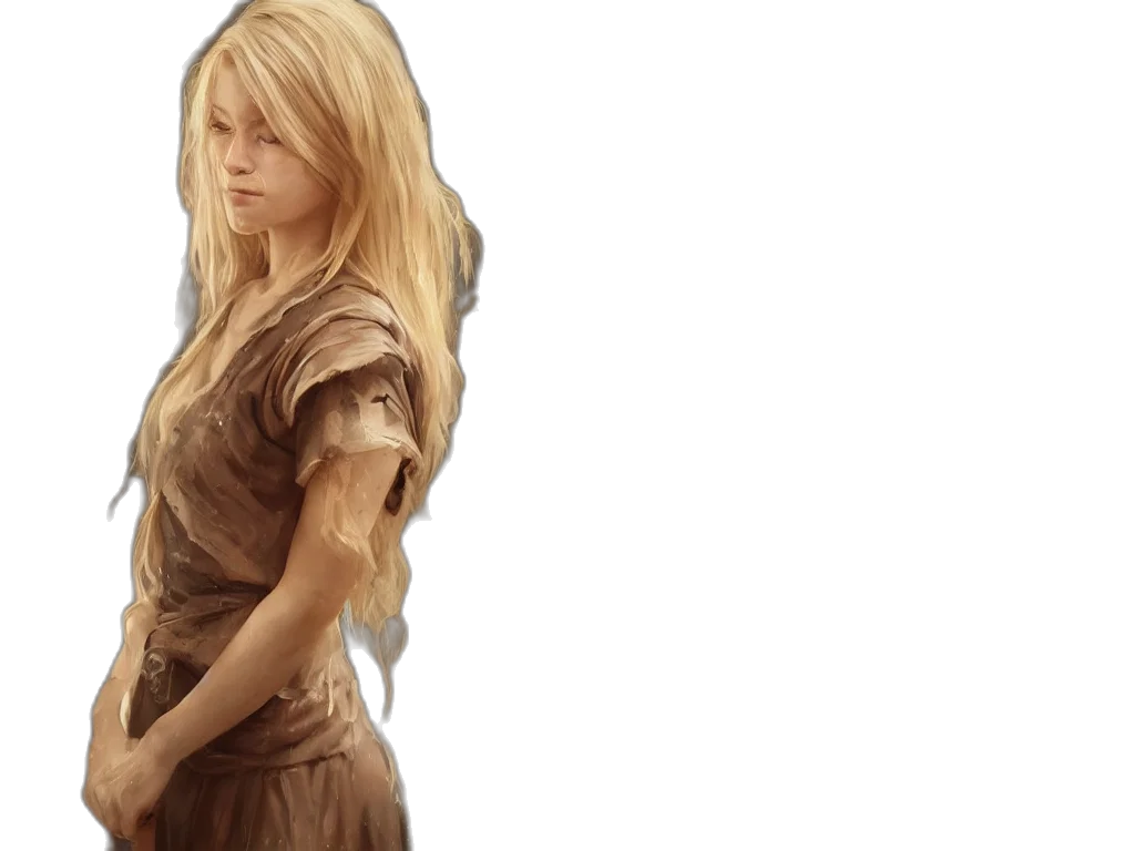 dress, dragon, sword, hair transparent PNG cut-out