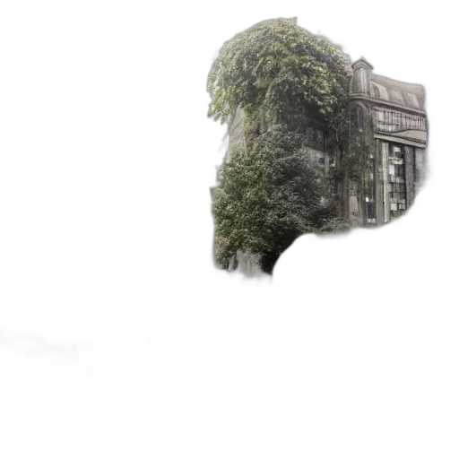 tree, building, mask, hair transparent PNG cut-out