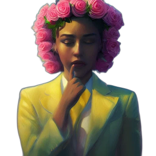 flower, face, crown, staff transparent PNG cut-out