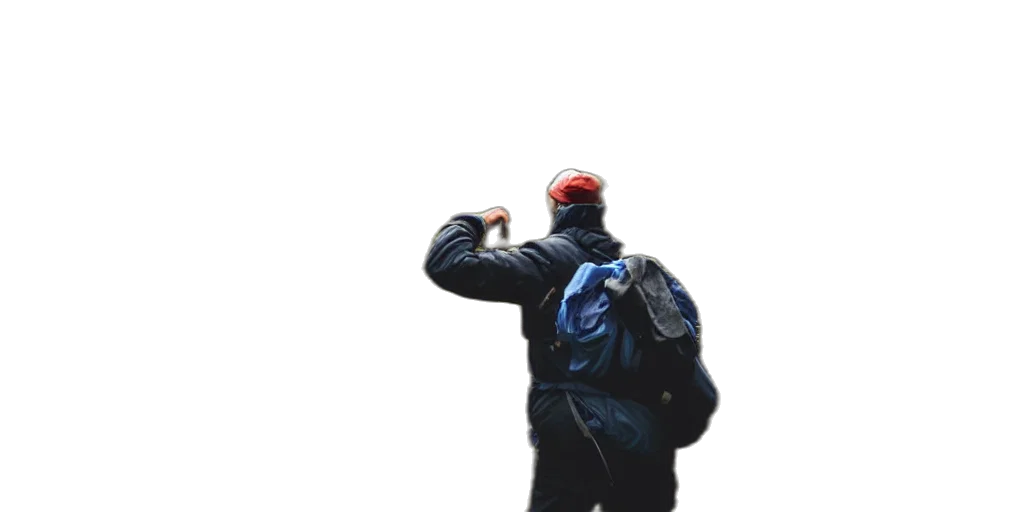 jacket, hat, staff, umbrella transparent PNG cut-out