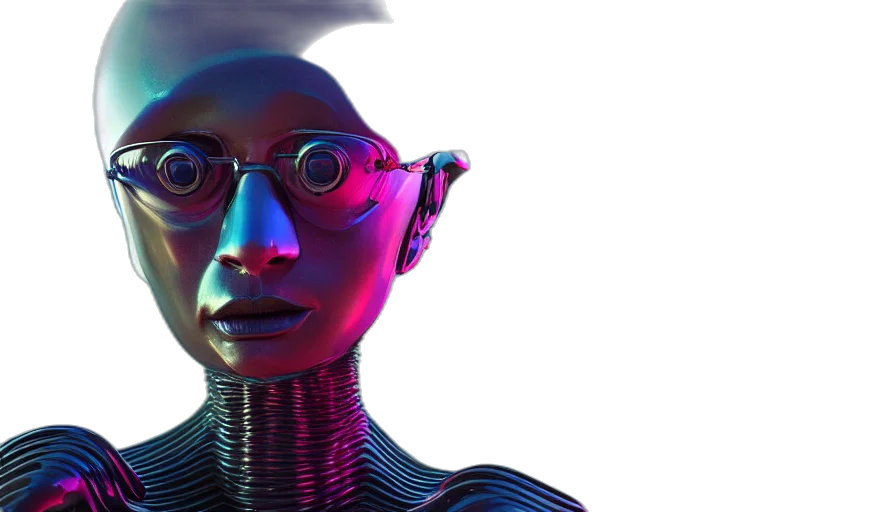 robot, face, cyberpunk, 3d render transparent PNG cut-out