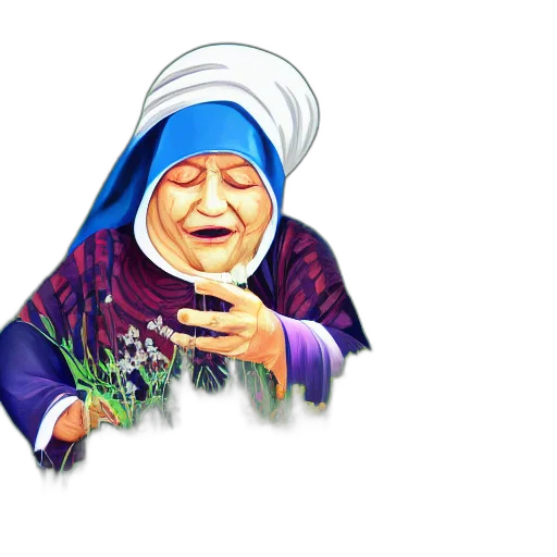 pixel art, photorealistic, babushka, playing transparent PNG cut-out