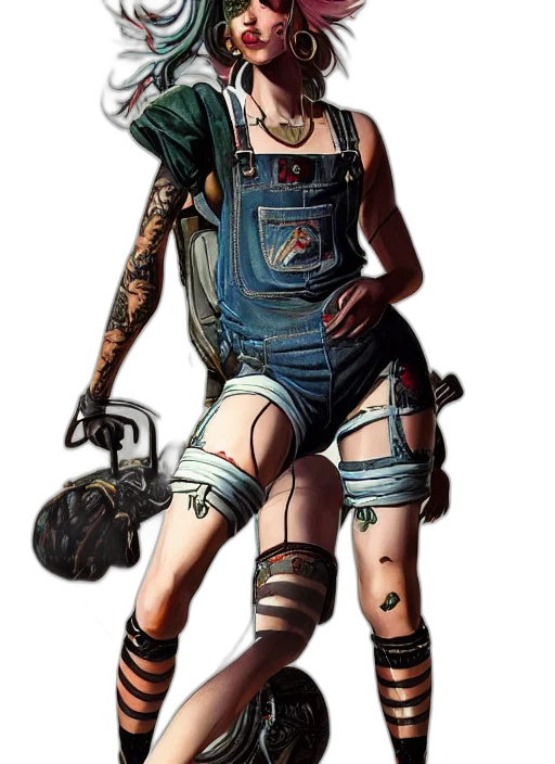 dress, cyberpunk, comic book art, concept art transparent PNG cut-out