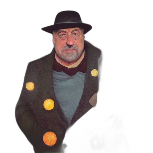 jacket, hat, staff, face transparent PNG cut-out