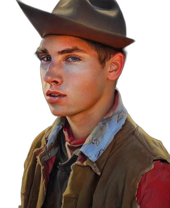 hat, jacket, face, staff transparent PNG cut-out