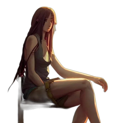 dress, creature, staff, hair transparent PNG cut-out