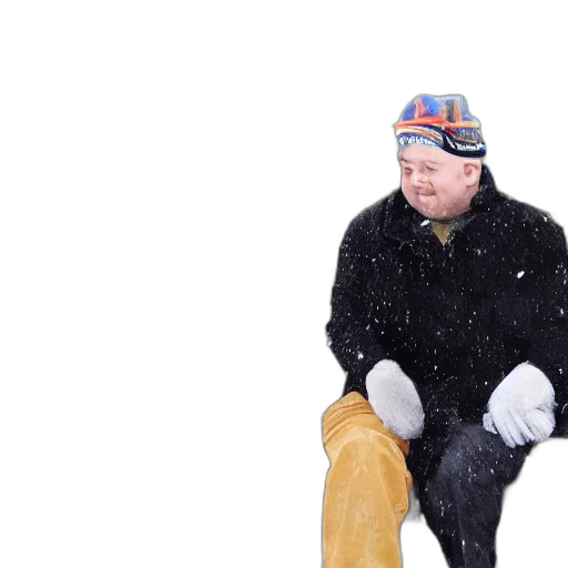hat, staff, jacket, snow transparent PNG cut-out