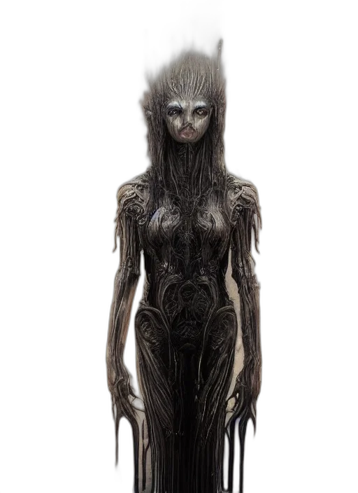 creature, dress, hair, mask transparent PNG cut-out