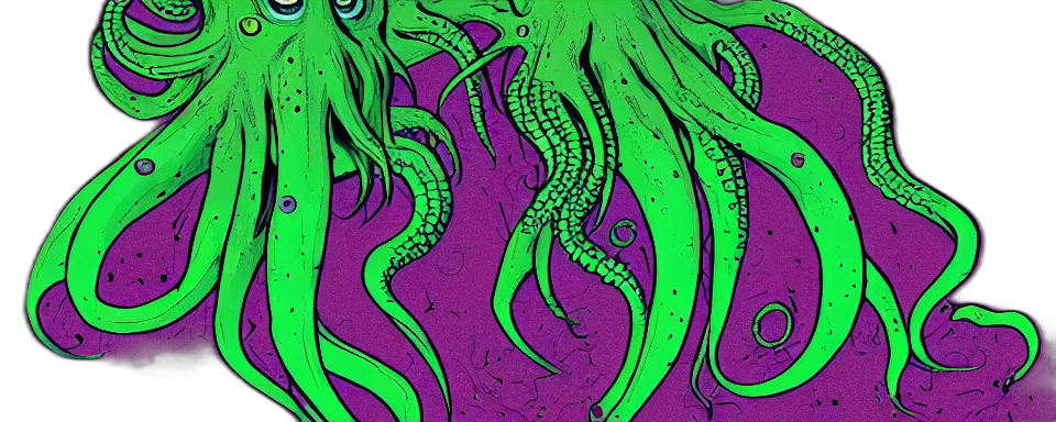 hair, creature, comic book art, vaporwave transparent PNG cut-out