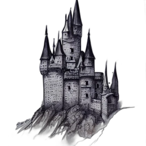 crown, staff, building, dragon transparent PNG cut-out