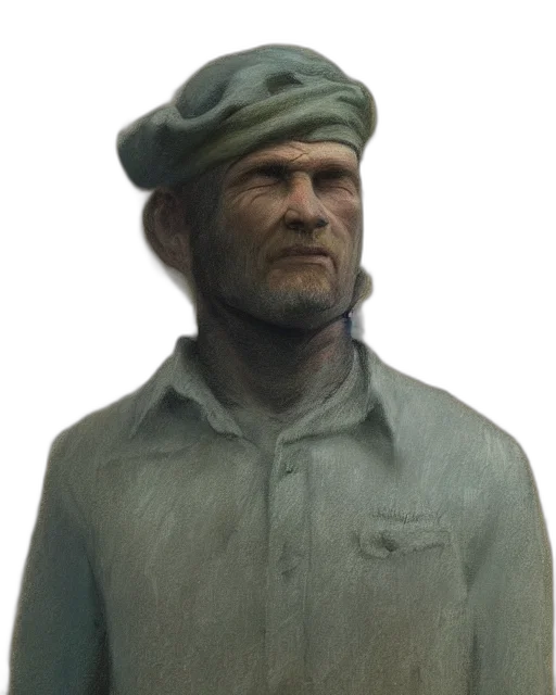 face, hat, staff, jacket transparent PNG cut-out