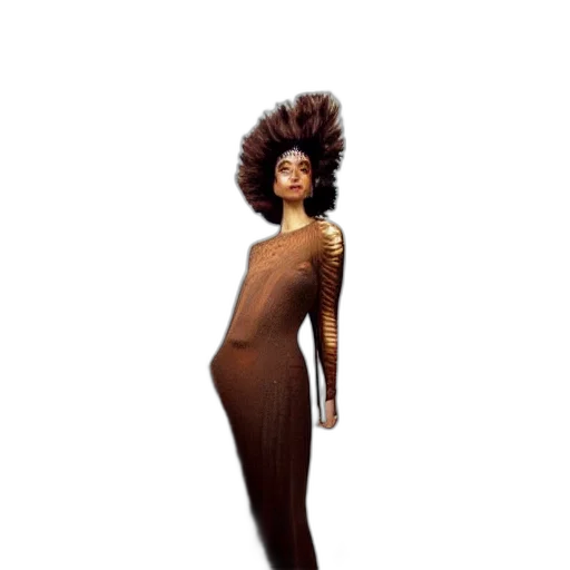 hair, dress, creature, staff transparent PNG cut-out