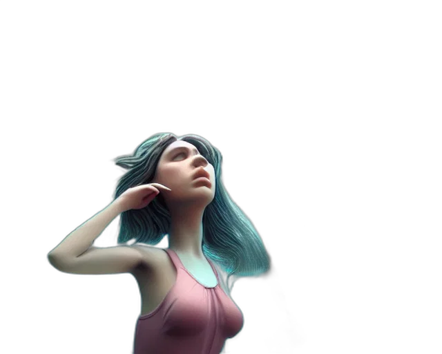 dress, robot, face, hair transparent PNG cut-out