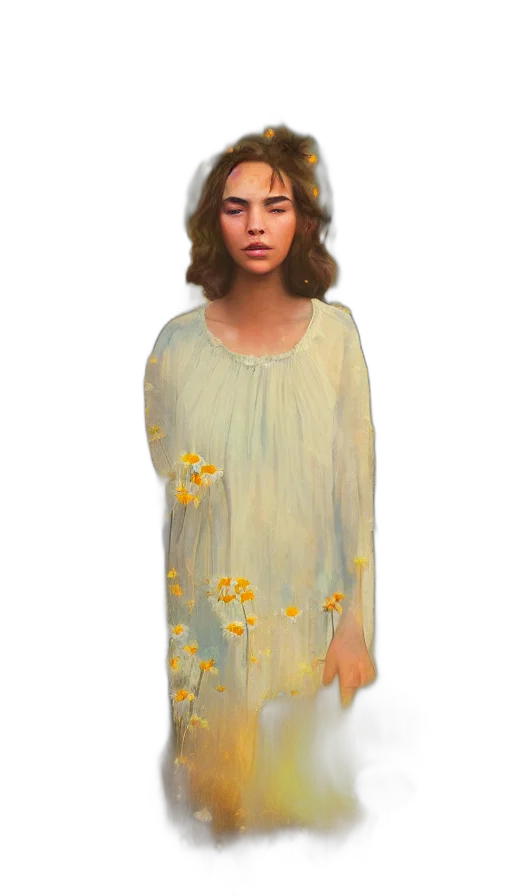 dress, face, creature, staff transparent PNG cut-out