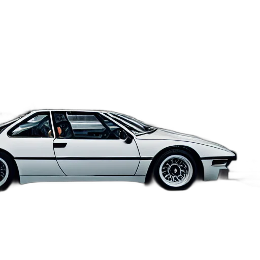 car, photorealistic, concept art, monochrome transparent PNG cut-out