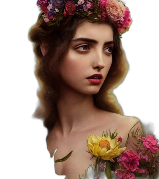 crown, flower, face, dress transparent PNG cut-out