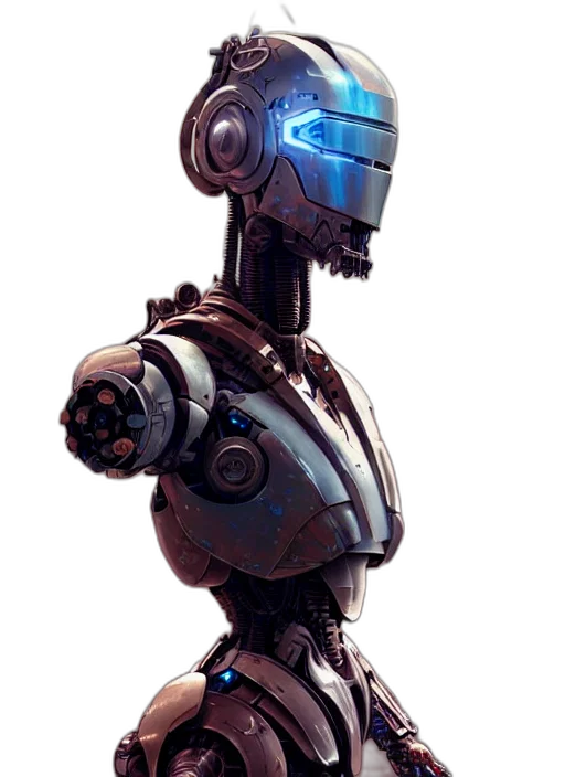 robot, staff, weapon, creature transparent PNG cut-out