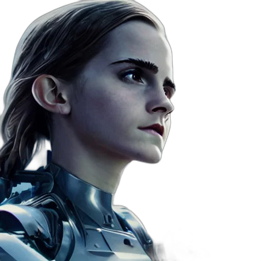 robot, face, concept art, photorealistic transparent PNG cut-out