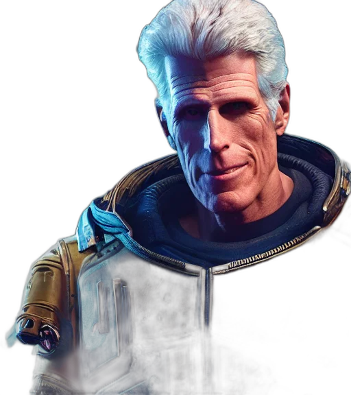 face, jacket, staff, weapon transparent PNG cut-out
