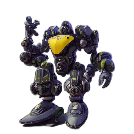 robot, weapon, concept art, 3d render transparent PNG cut-out