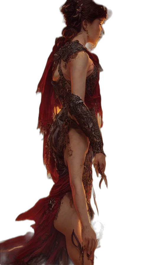dress, dragon, staff, creature transparent PNG cut-out
