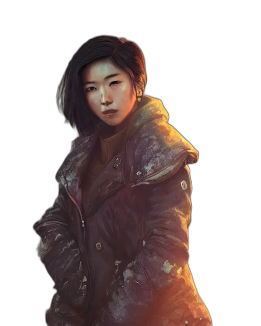 jacket, face, staff, concept art transparent PNG cut-out