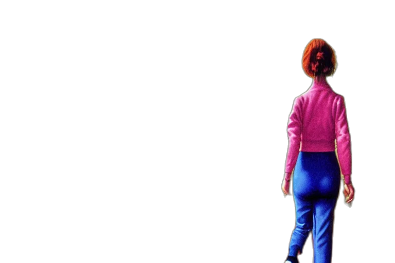 jacket, hair, robot, staff transparent PNG cut-out