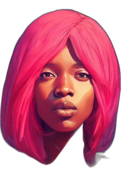 face, hair, concept art, photorealistic transparent PNG cut-out