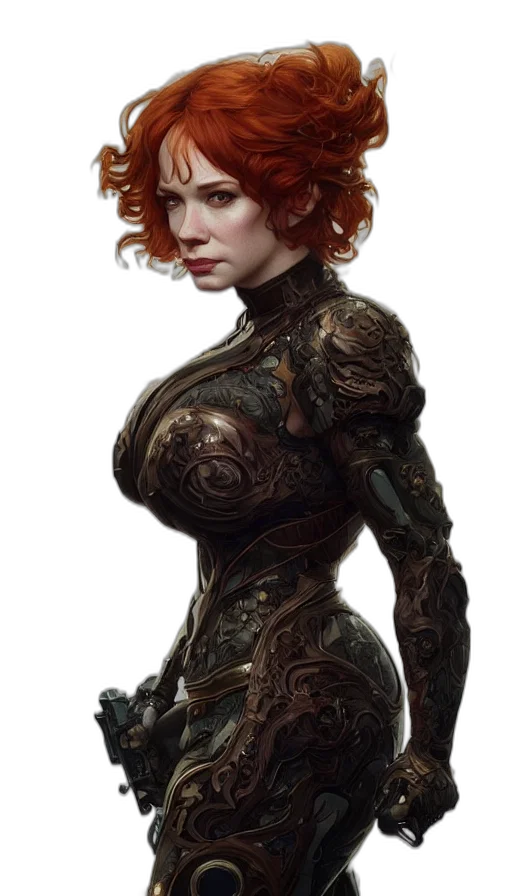 robot, dress, weapon, face transparent PNG cut-out