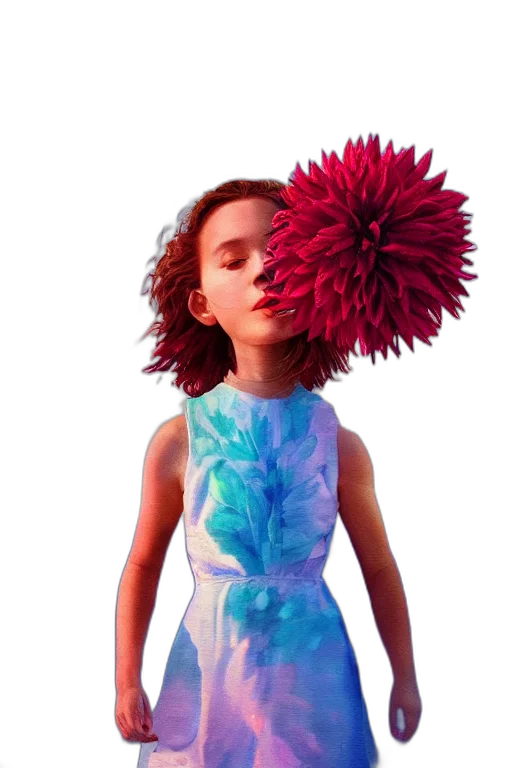 dress, flower, hair, crown transparent PNG cut-out
