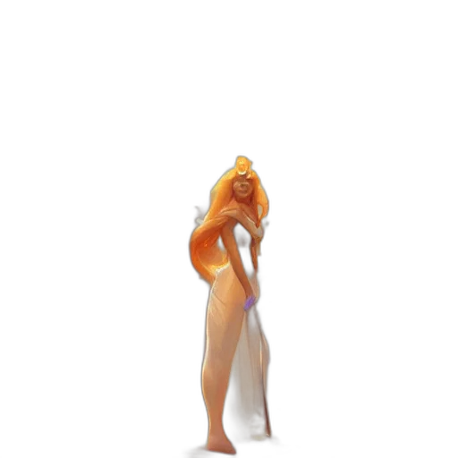 dress, staff, creature, hair transparent PNG cut-out