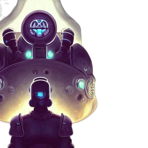 robot, mask, concept art, cyberpunk transparent PNG cut-out