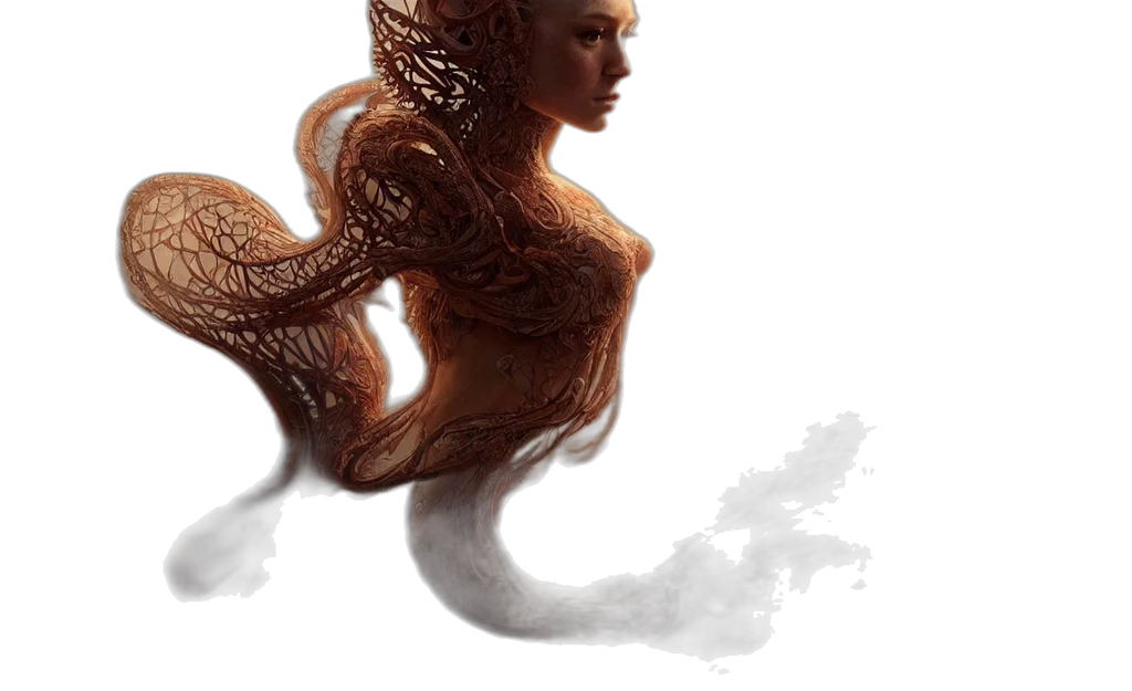 hair, dragon, creature, dress transparent PNG cut-out