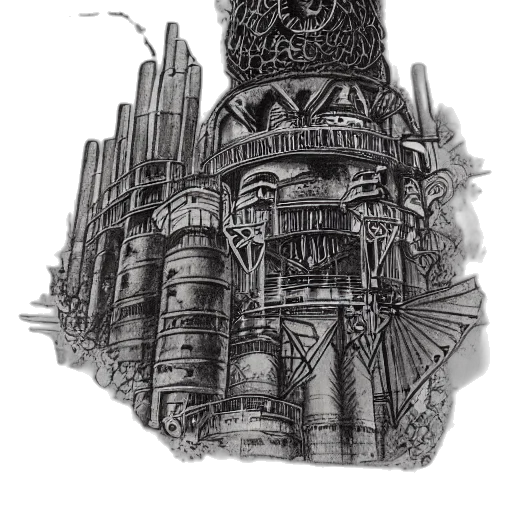 crown, building, robot, staff transparent PNG cut-out