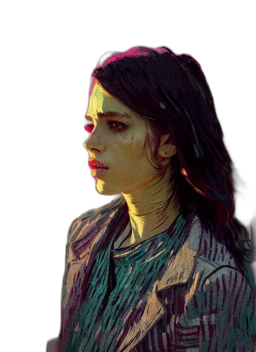 jacket, face, photorealistic, cyberpunk transparent PNG cut-out