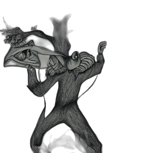 creature, mask, dragon, staff transparent PNG cut-out