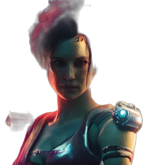 robot, face, weapon, staff transparent PNG cut-out