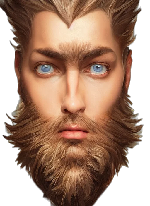 face, hair, creature, photorealistic transparent PNG cut-out