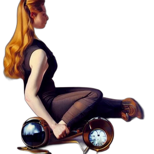 robot, hair, dress, staff transparent PNG cut-out