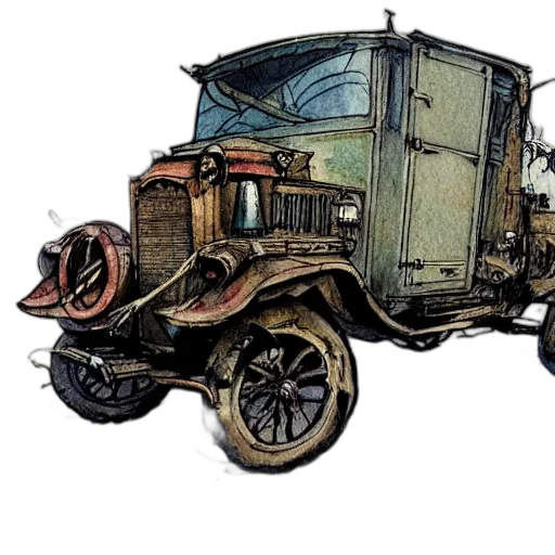 car, concept art, photorealistic, watercolor transparent PNG cut-out